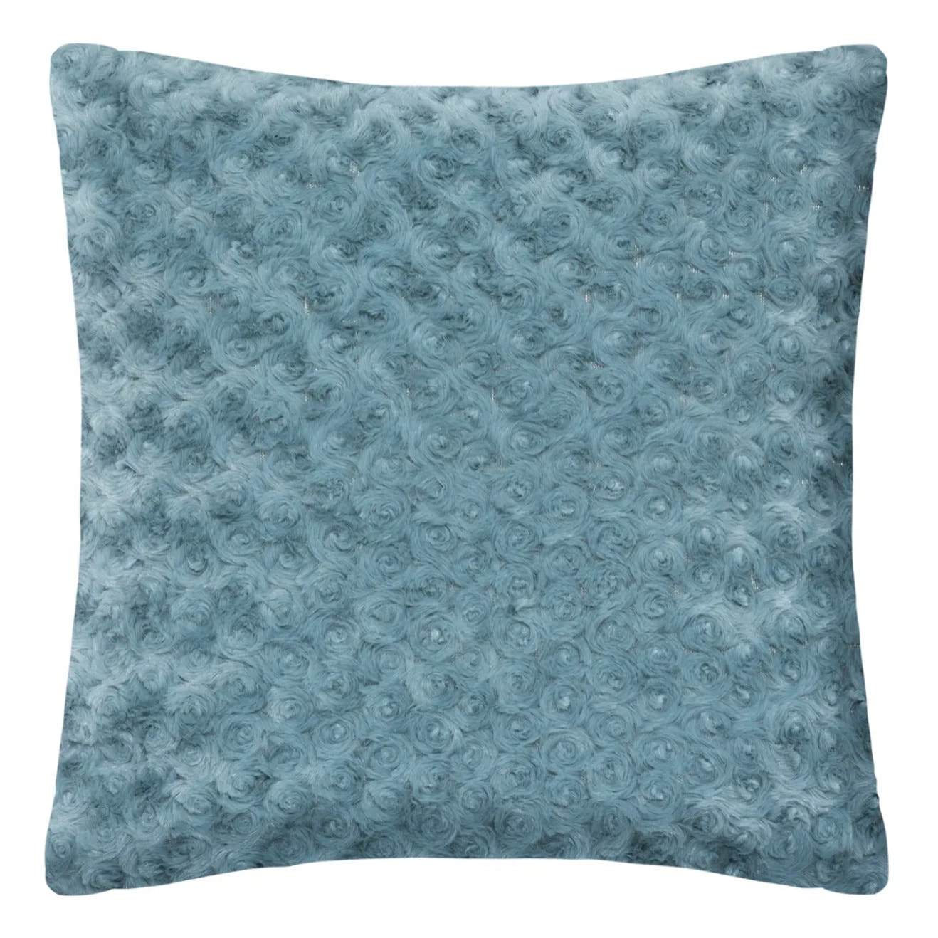 Coussin fourrure bouclé bleu orage - 45x45 cm