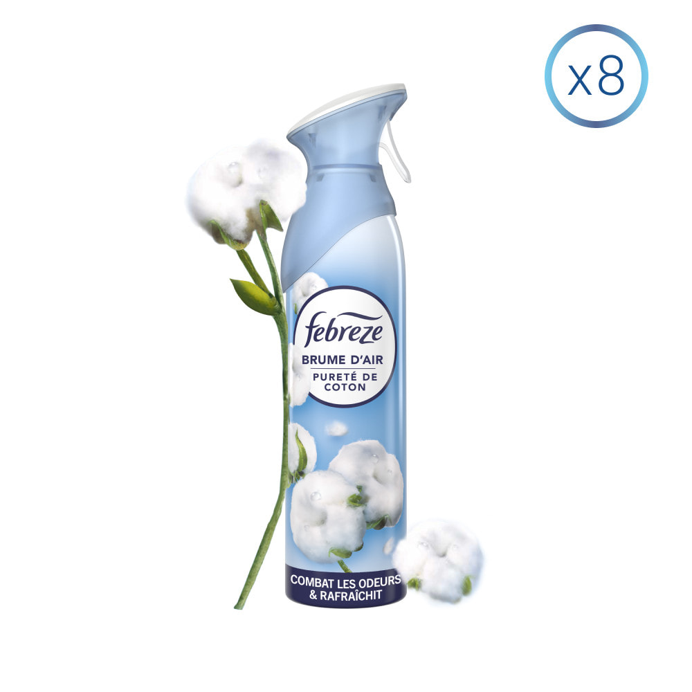 8 Sprays Desodorisant Pureté de Coton 185ml, Febreze