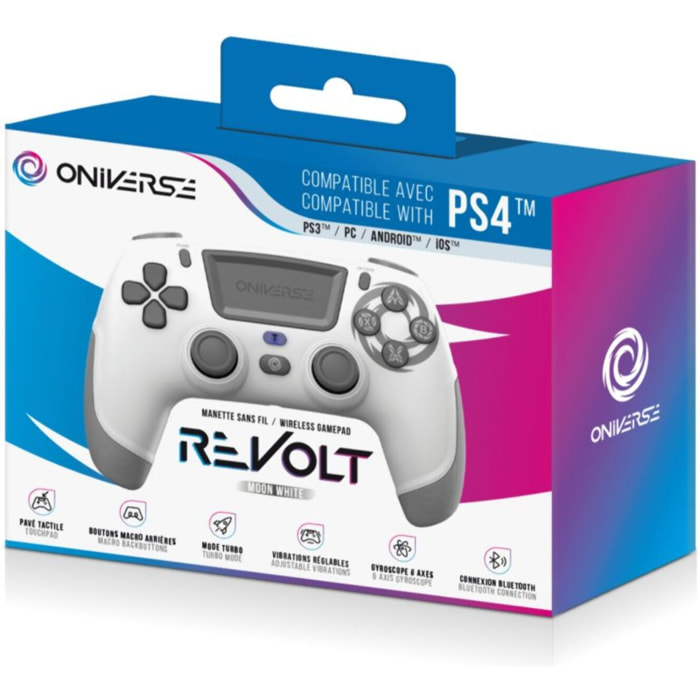 Manette ONIVERSE Sans fil Revolt Bluetooth Moon Blanche