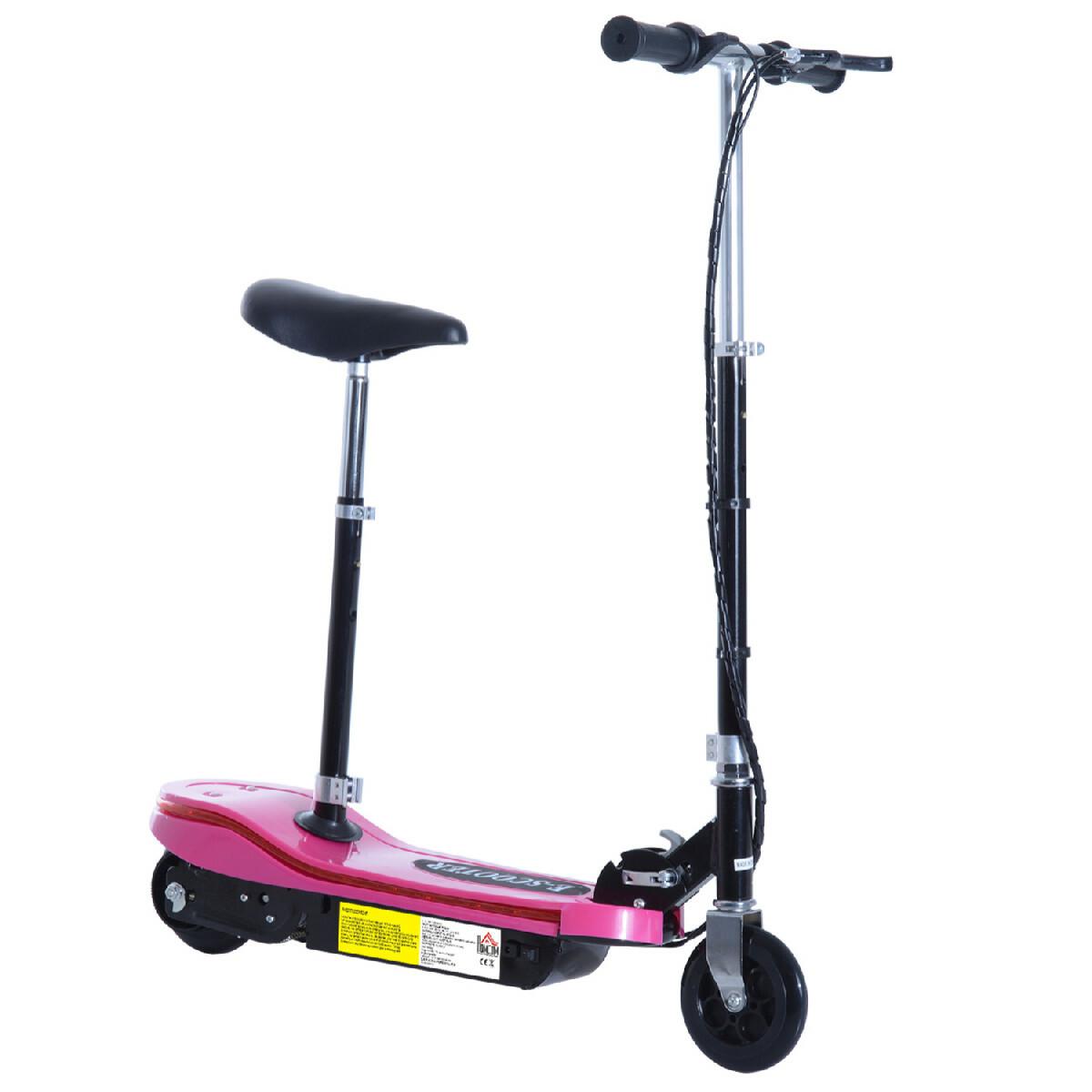 Trottinette électrique pliable 120 W enfant 7 à 12 ans lumière LED hauteur guidon et selle réglable 10 Km/h max. rose