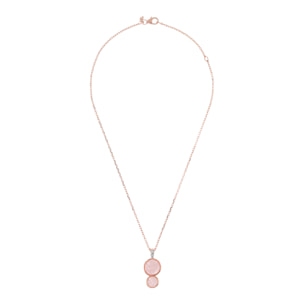 Collana Catena Forzatina con Pendente Graduato in Quarzo Rosa e Pavé