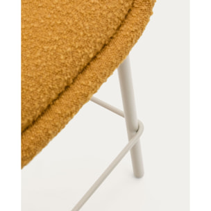 Taburete Aimin de borreguito mostaza y patas de acero pintado beige 65 cm FSC Mix Credit