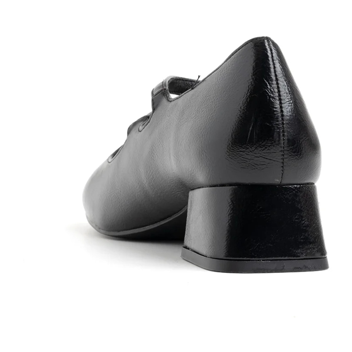 Decolleté con tacco quadrato e doppio cinturino - NERO