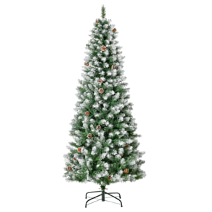 HOMCOM árbol de Navidad Artificial Ø75x180cm con 630 Puntas de PVC y 37 Piñas Decoración de Interior con Base Plegable y Soporte de Acero Verde