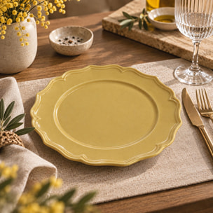 Lot de 6 assiettes plates 26,5cm en grès jaune SIGNATURE