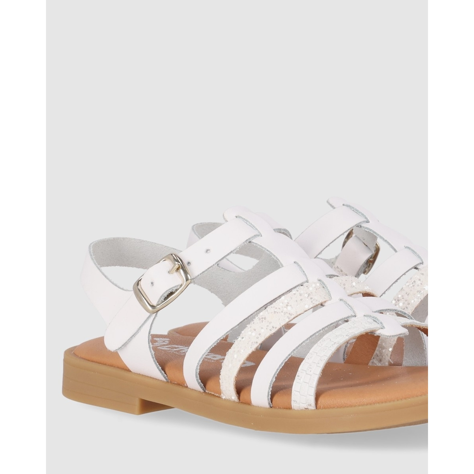 Sandalias de Piel - Blanco - Tacón: Bajo