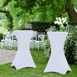 Tables hautes de réception pliantes 105cm + housses blanches - lot de 2