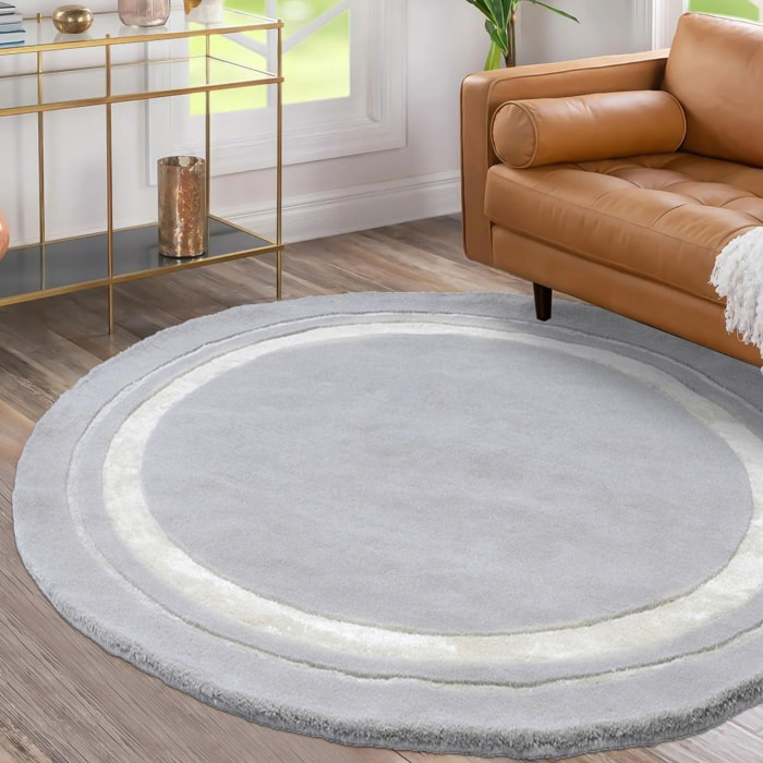 Tapis rond fait main en laine motif simple CHICDOUJ