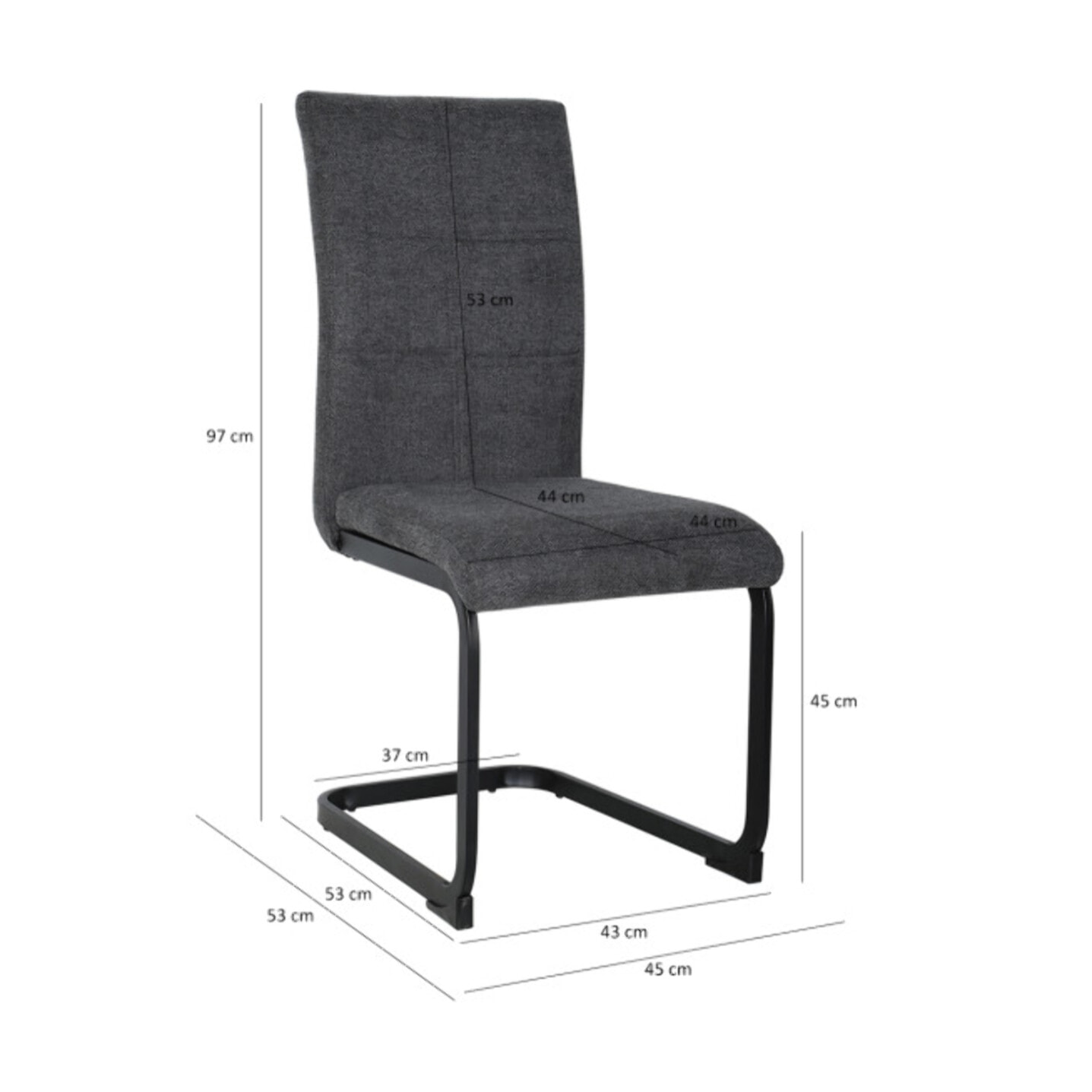 Chaise en tissu avec pied luge en métal - FABIO