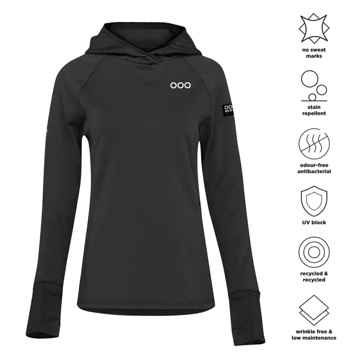 Felpa con cappuccio ECOON Course du Sanglier di colore nero