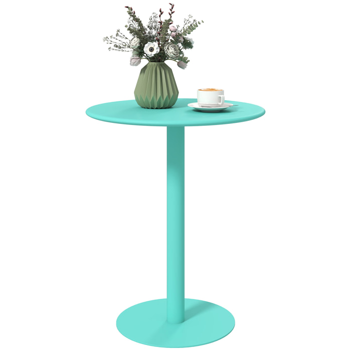 Mesa de Comedor Redonda para 2 Personas Mesa de Cocina de Acero para Interior y Exterior Ø60x72 cm Verde