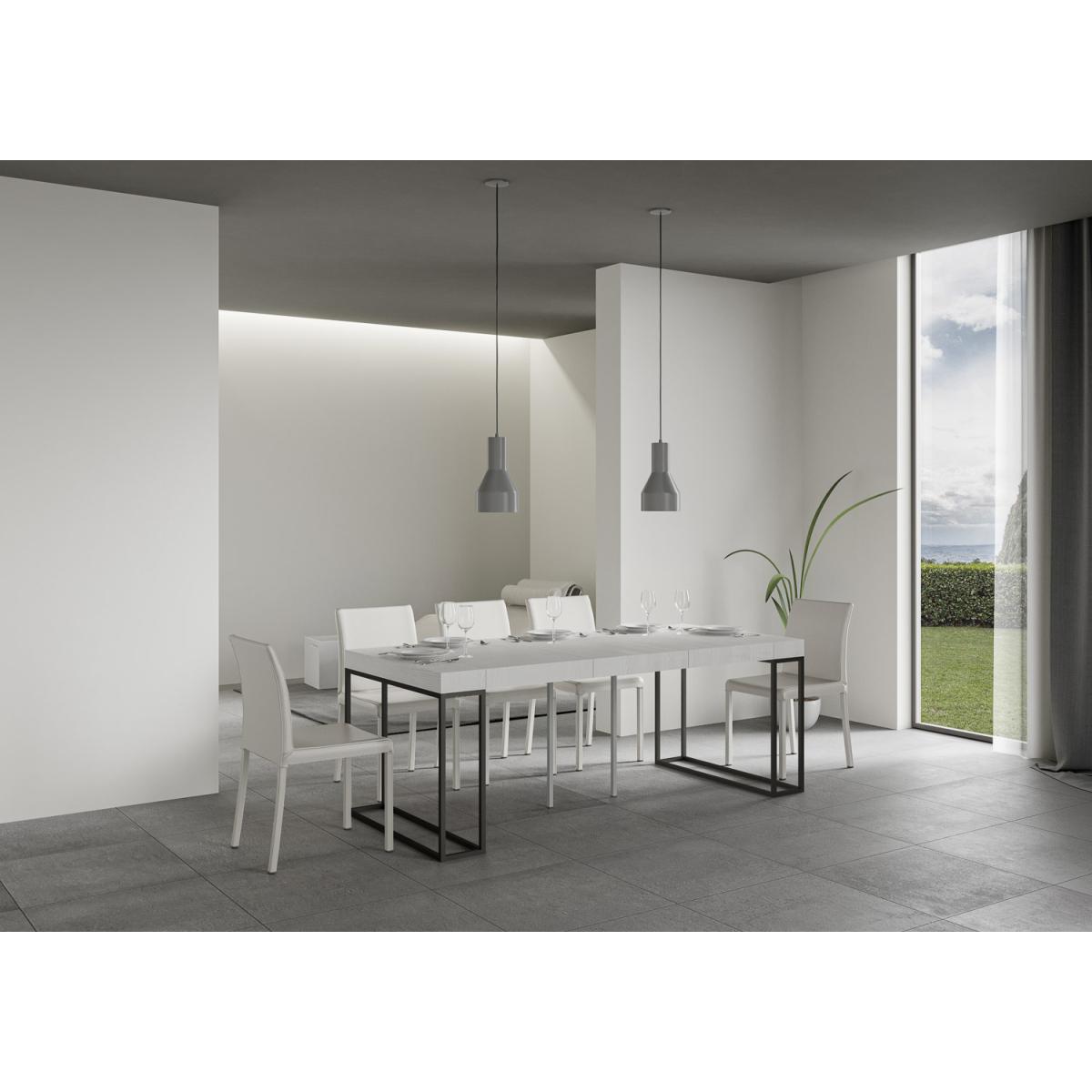 Consola extensible 90x40/196 cm Epoca Small Premium Fresno Blanco estructura Antracita