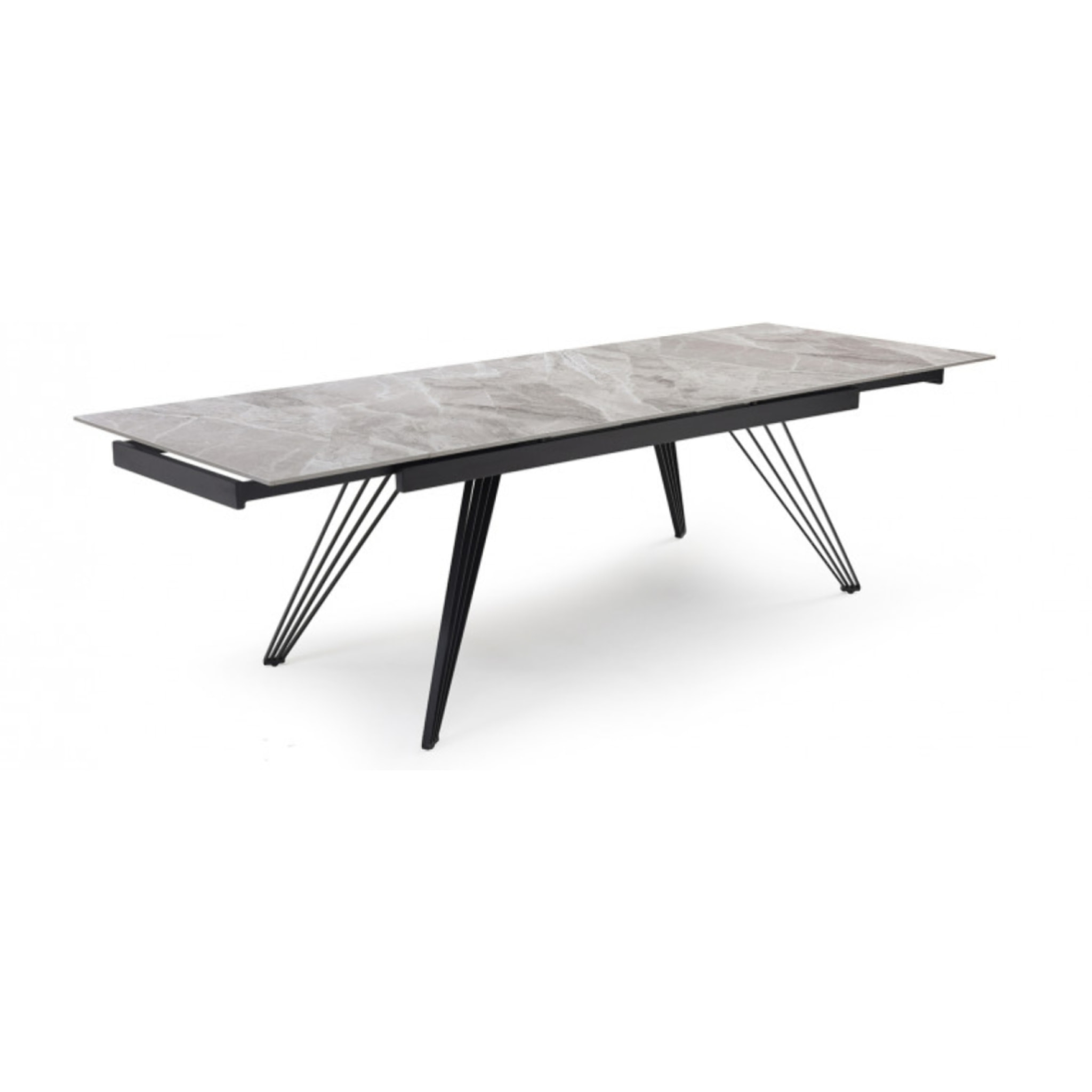 Table extensible en céramique gris brillant L160/240cm - 9 piètements - UNIK