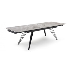 Table extensible en céramique gris brillant L160/240cm - 9 piètements - UNIK