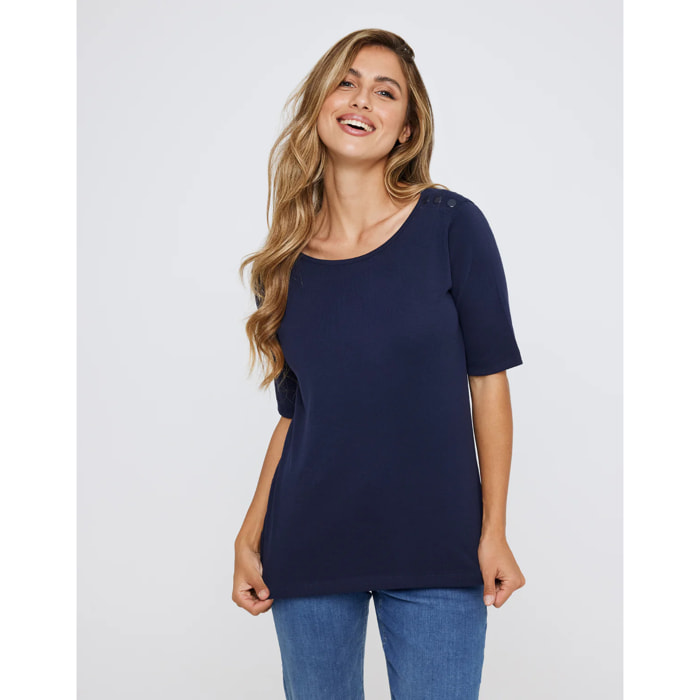 Camiseta Manga Corta Azul Marino - New Rosaleen