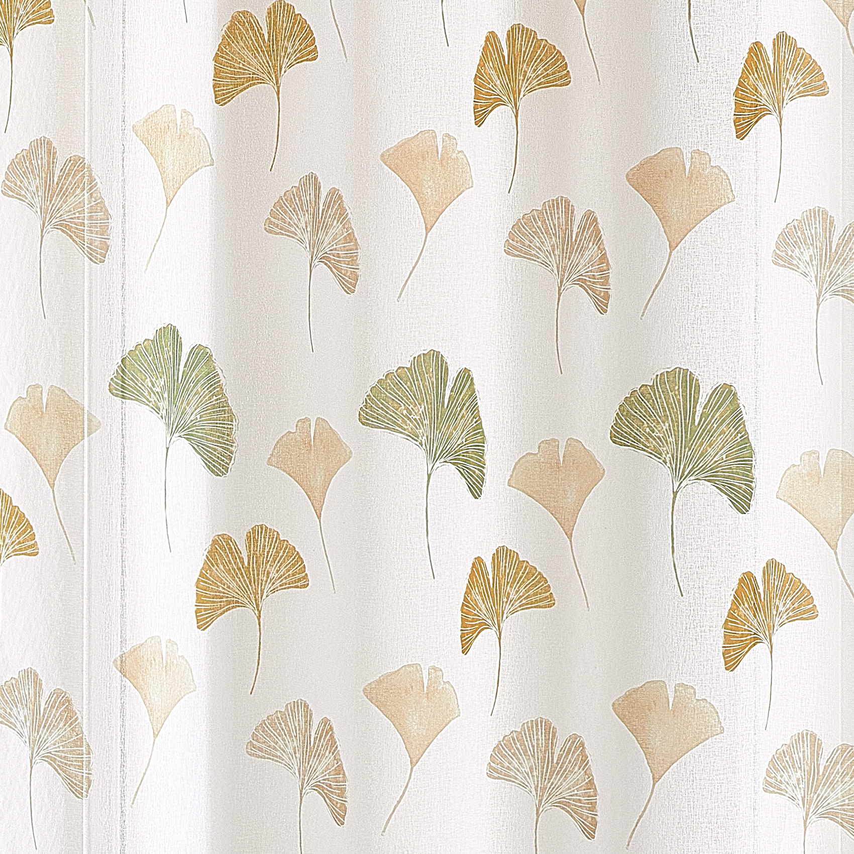Voilage léger imprimé motif ginkgo - Kaki