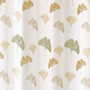 Voilage léger imprimé motif ginkgo - Kaki