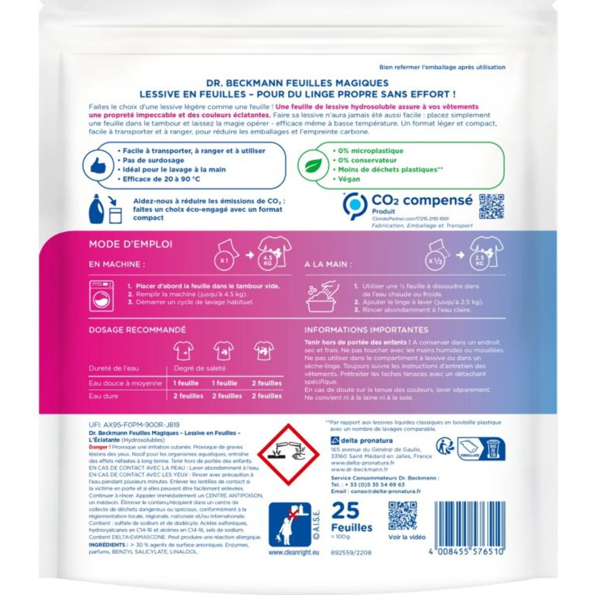 Lessive DR BECKMANN Feuilles Magiques - L'Eclatante x25 lavages