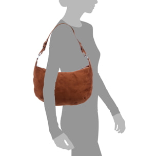 Atessa borsa a spalla in vera pelle scamosciata.