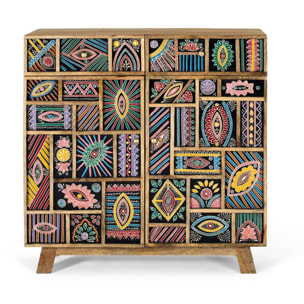 Aparador de Madera de Mango Estilo Artesanal Étnico
