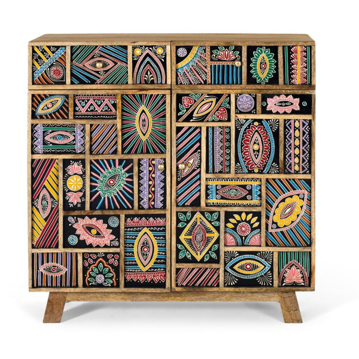 Aparador de Madera de Mango Estilo Artesanal Étnico