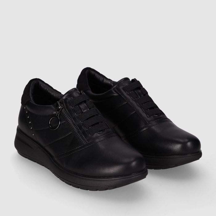 Zapatos de Piel Sintética - Negro - Tacón: 3 cm