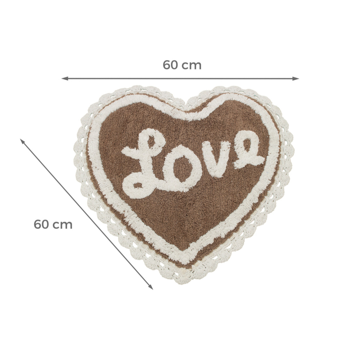 Tappeto Bagno A Forma Di Cuore Love Con Lace Dove Bianco