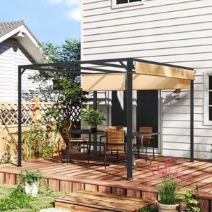 Pérgola de Aluminio con Techo Retráctil Pérgola 3x3 m Cenador con Cortina Enrollable Protección UV30+ Pabellón para Jardín Patio Terraza Exterior Caqui