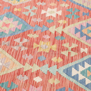 Tapis kilim, motif géométrique tissé plat en laine, ZAMOVOB