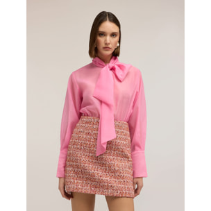 Motivi - Camicia con fiocco in organza - Rosa