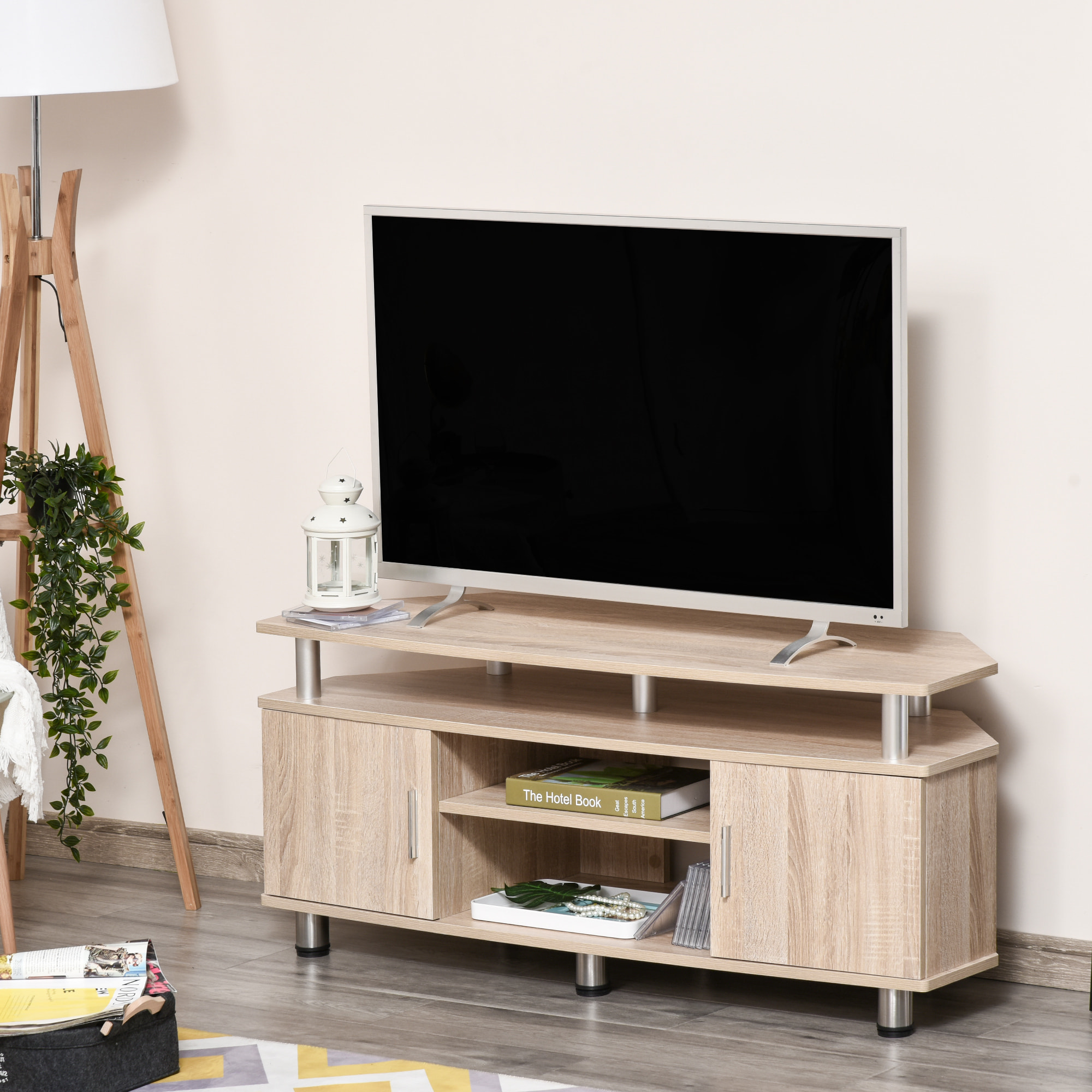 Soporte de TV con Estantes Puertas de 120x39,5x52cm Roble