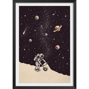 Affiche enfant coup de balai  Affiche + cadre en bois - Noir