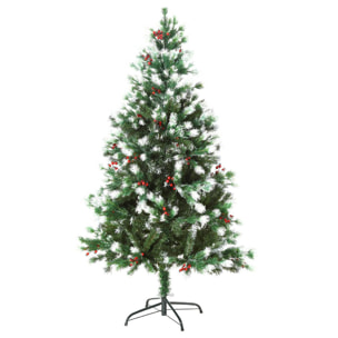 Sapin de Noël artificiel branches enneigées Ø 75 x 150H cm 554 branches épines imitation Nordmann grand réalisme 41 houx