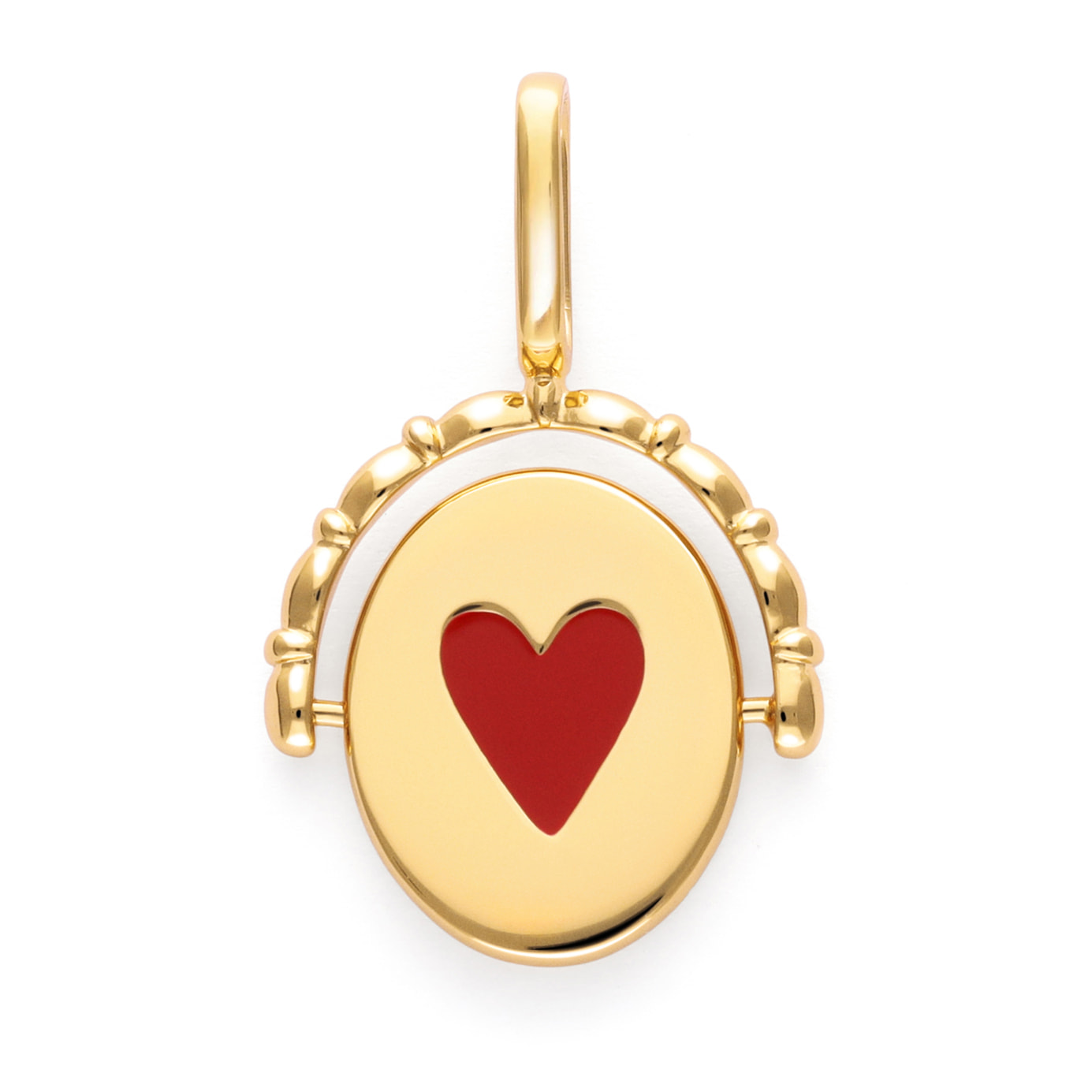 Charm Medaglione Doppio Mamma Lovely Heart Placcato Oro