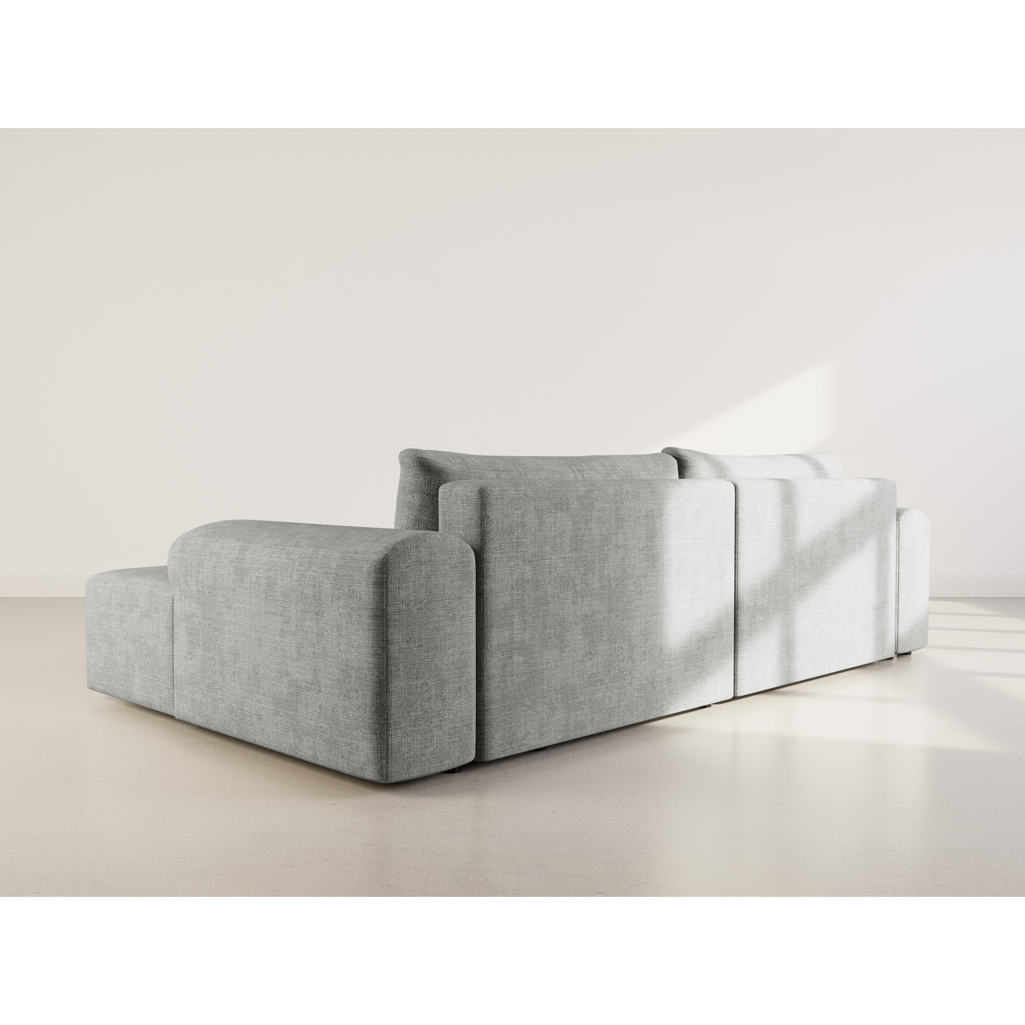 Rebecca - canapé d'angle droit 4 places convertible avec coffre en velours texturé - Gris