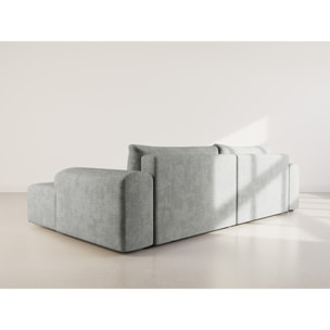 Rebecca - canapé d'angle droit 4 places convertible avec coffre en velours texturé - Gris