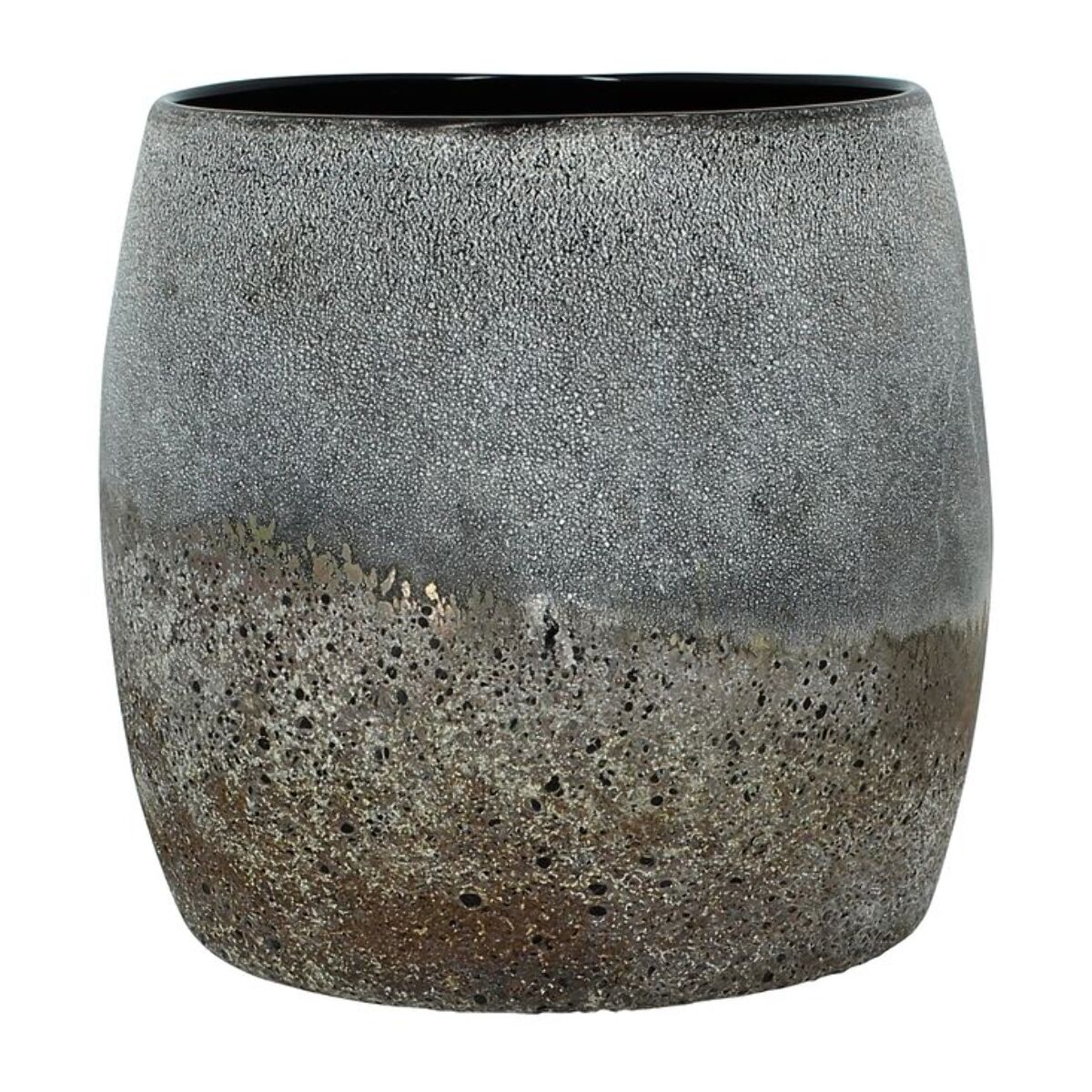 POT EN VERRE GRIS ET TAUPE  18X16 CM TEREA