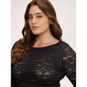 Fiorella Rubino - T-shirt a maniche lunghe in pizzo - Nero