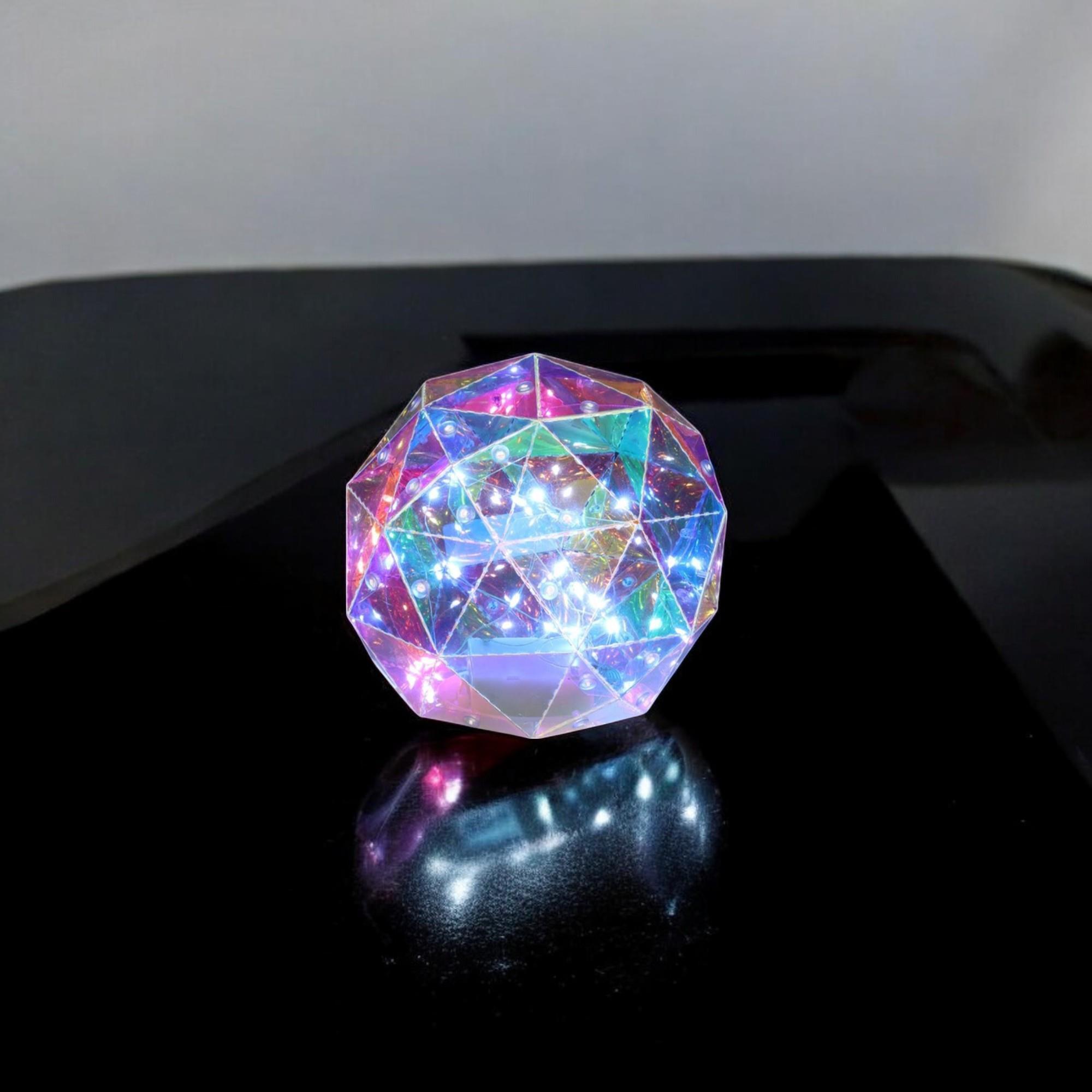 bola luminosa con 20 luces led frías con colores arco iris 15x15x15cm