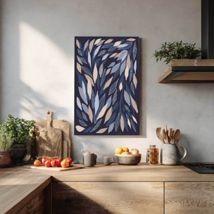Tableau fleurs Tableau feuilles bleues sur bleu Tableau alu Dibond