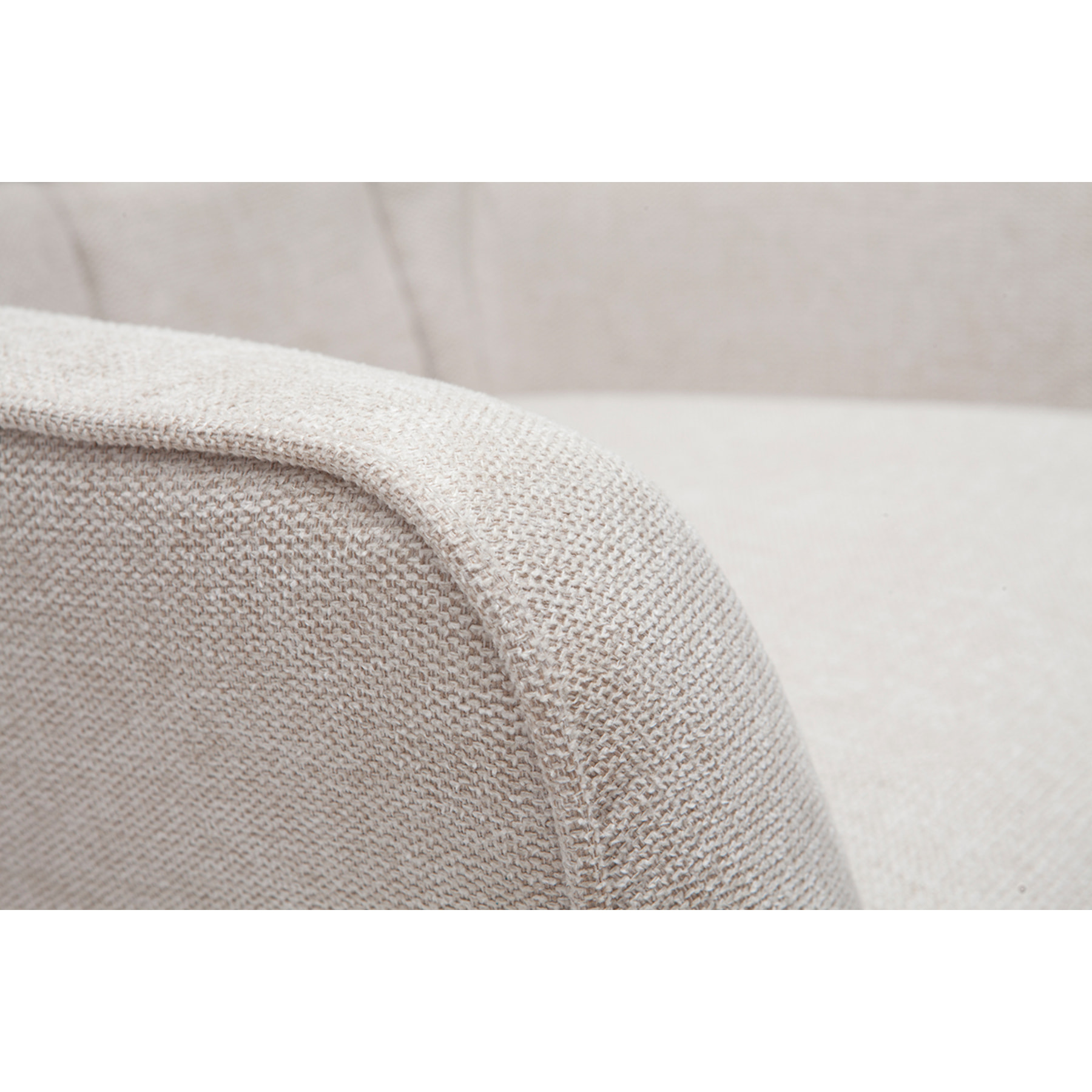 Fauteuil scandinave en tissu effet velours texturé beige et bois clair AVERY