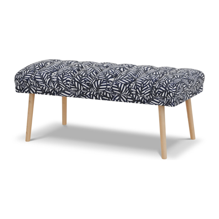 Banc "Frison" 2 places en velours motif bleu marine