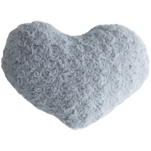 Coussin coeur bouclette gris 28x36cm