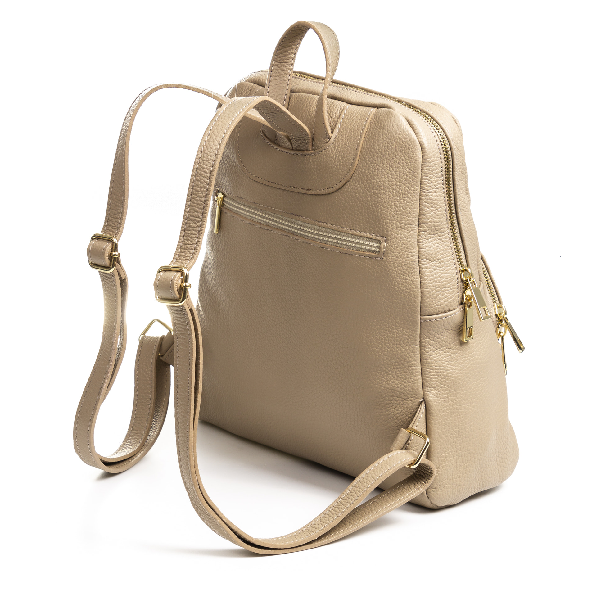 FIRENZE ARTEGIANI Monastier Borsa zaino da donna. Vera pelle Dollaro Made in Italy 28x8x32 Cm. Colore: Tortora