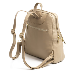 FIRENZE ARTEGIANI Monastier Borsa zaino da donna. Vera pelle Dollaro Made in Italy 28x8x32 Cm. Colore: Tortora