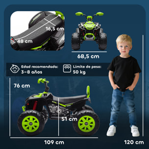 Quad Eléctrico para Niños 24V, Quad para Niños de 3-8 Años de 2 Plazas, con 2 Motores, Velocidad hasta 6,5â€¯km/h, Ruedas con Suspensión, Faros, Bocina, Música, USB, Verde
