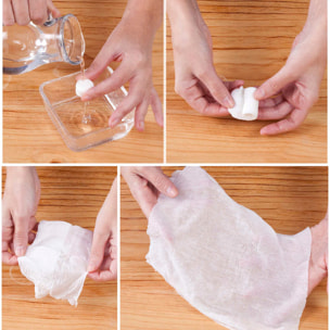 Compac, set di 10 salviette in cellulosa che si espandono a contatto con l'acqua fino a 23x23cm.