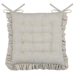 Galette de chaise à volants en coton et lin - Ficelle