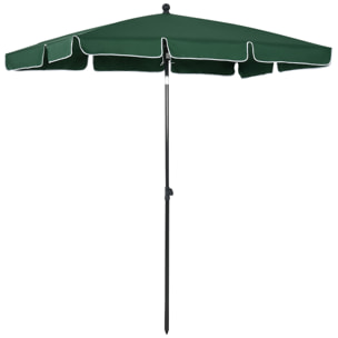 Sombrilla Rectangular de Jardín 198x130x240 cm Parasol de Aluminio con Función de Inclinación para Terraza Patio Exterior Verde