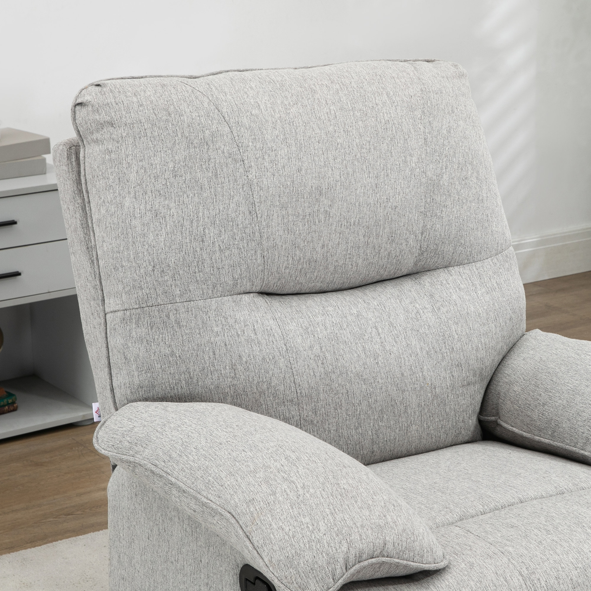 Fauteuil de relaxation grand confort pivotant 360° dossier inclinable repose-pied ajustable tissu gris clair